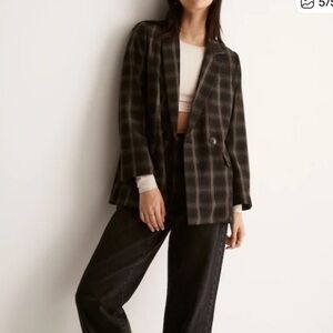 Madewell Caldwell Double-Breasted Plaid Blazer - medium